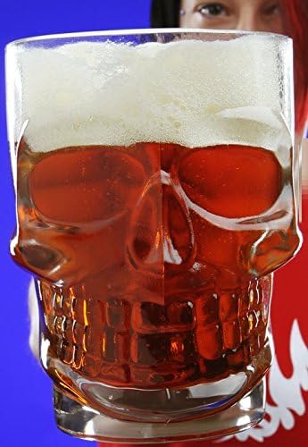 Circleware_Skull_Face_Beer_Mug_Drinking_Glasses_with_Handle_ Skull Face Beer Mug Drinking Glasses with Handle set of 2pcs