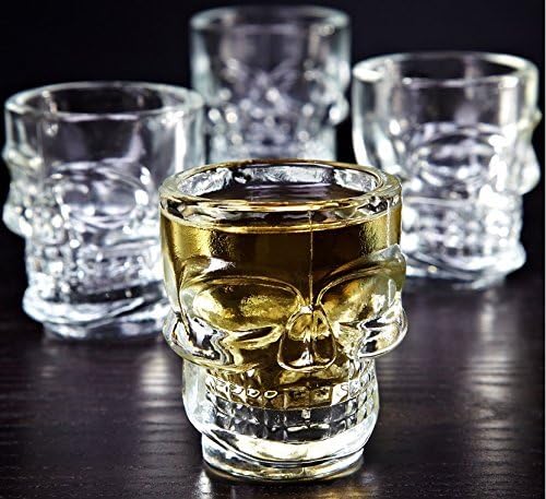 Circleware_Skull_Face_Heavy_Base_Whiskey_Shot Glasses_2 Circleware Skull Face Heavy Base Whiskey Shot Glasses Set of 6 pcs